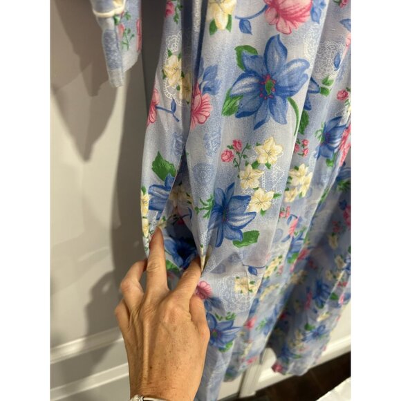Vtg Anthony Richards Floral Housecoat Embroidered Yoke Pockets Zip Front Size M - Picture 5 of 10